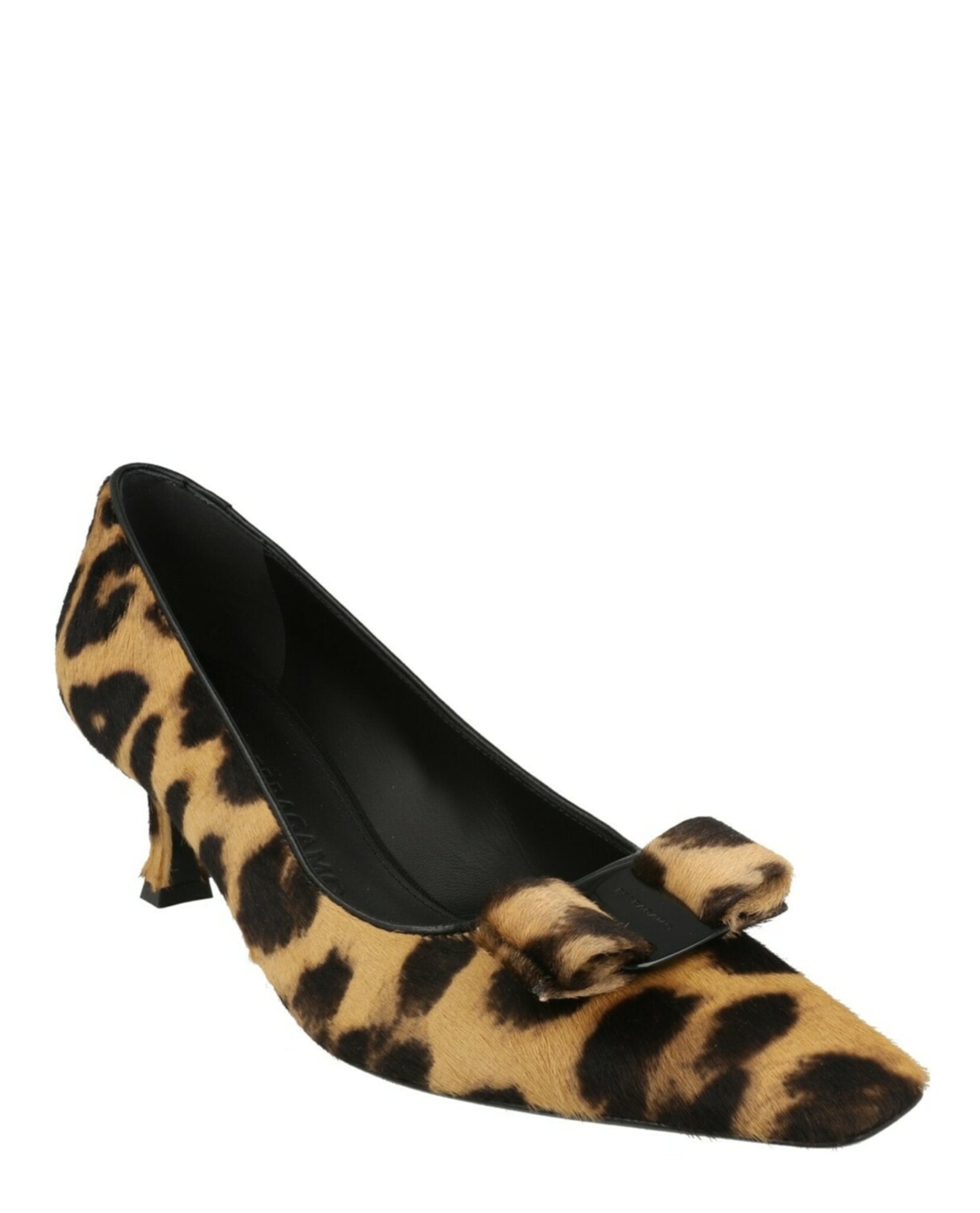Ferragamo Womens Siwar Leopard Print Kitten Heels