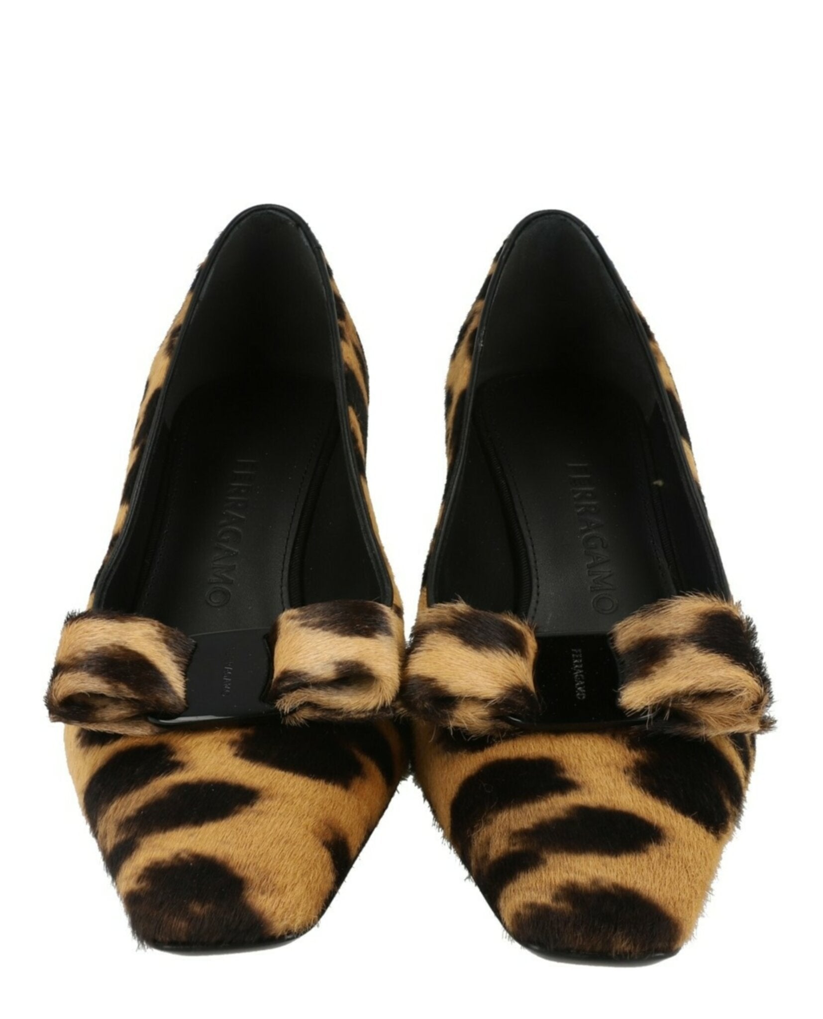 Ferragamo Womens Siwar Leopard Print Kitten Heels