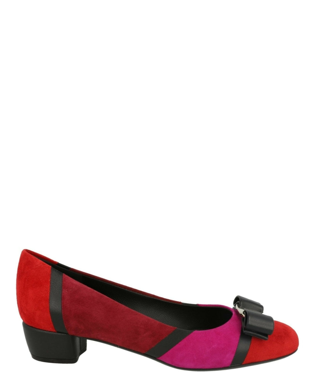 Ferragamo Womens Vara Suede Patchowrk Pumps - Narrow Width