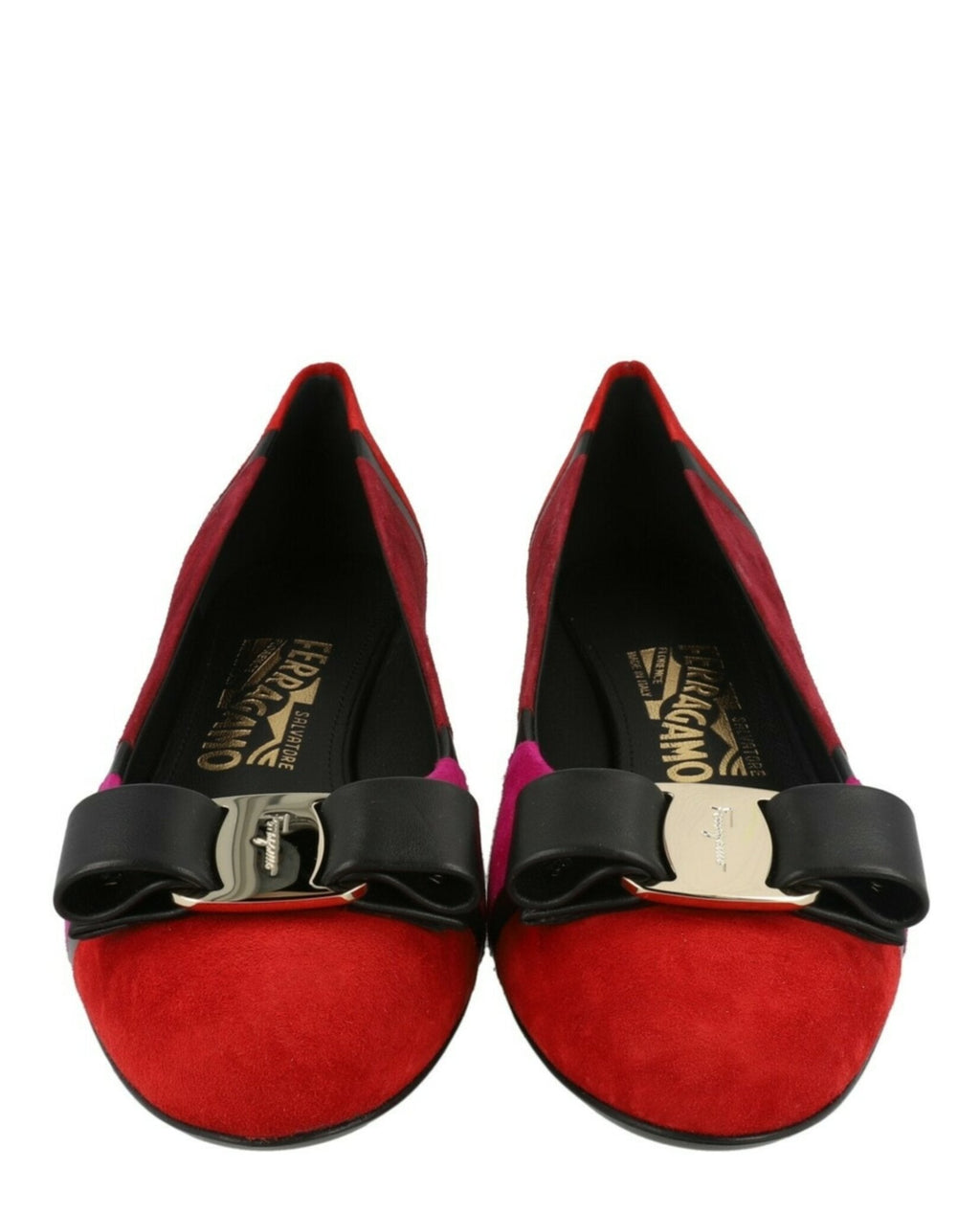 Ferragamo Womens Vara Suede Patchowrk Pumps - Narrow Width