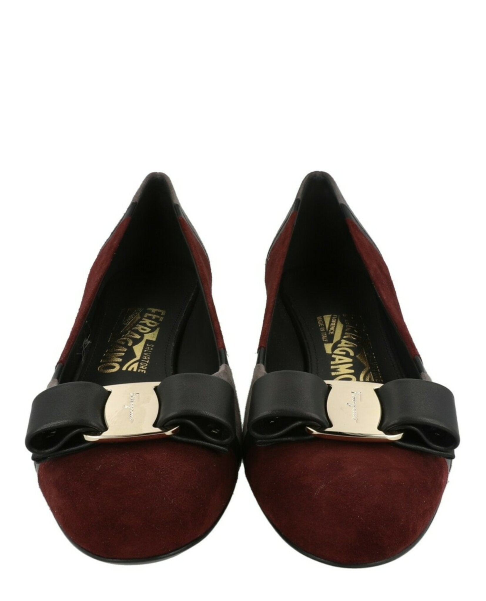 Ferragamo Womens Vara Suede Patchowrk Pumps