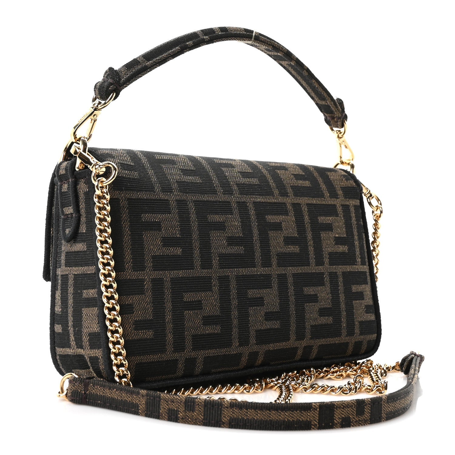 Fabric Jacquard FF 1974 Mini Baguette Tobacco Moro Black