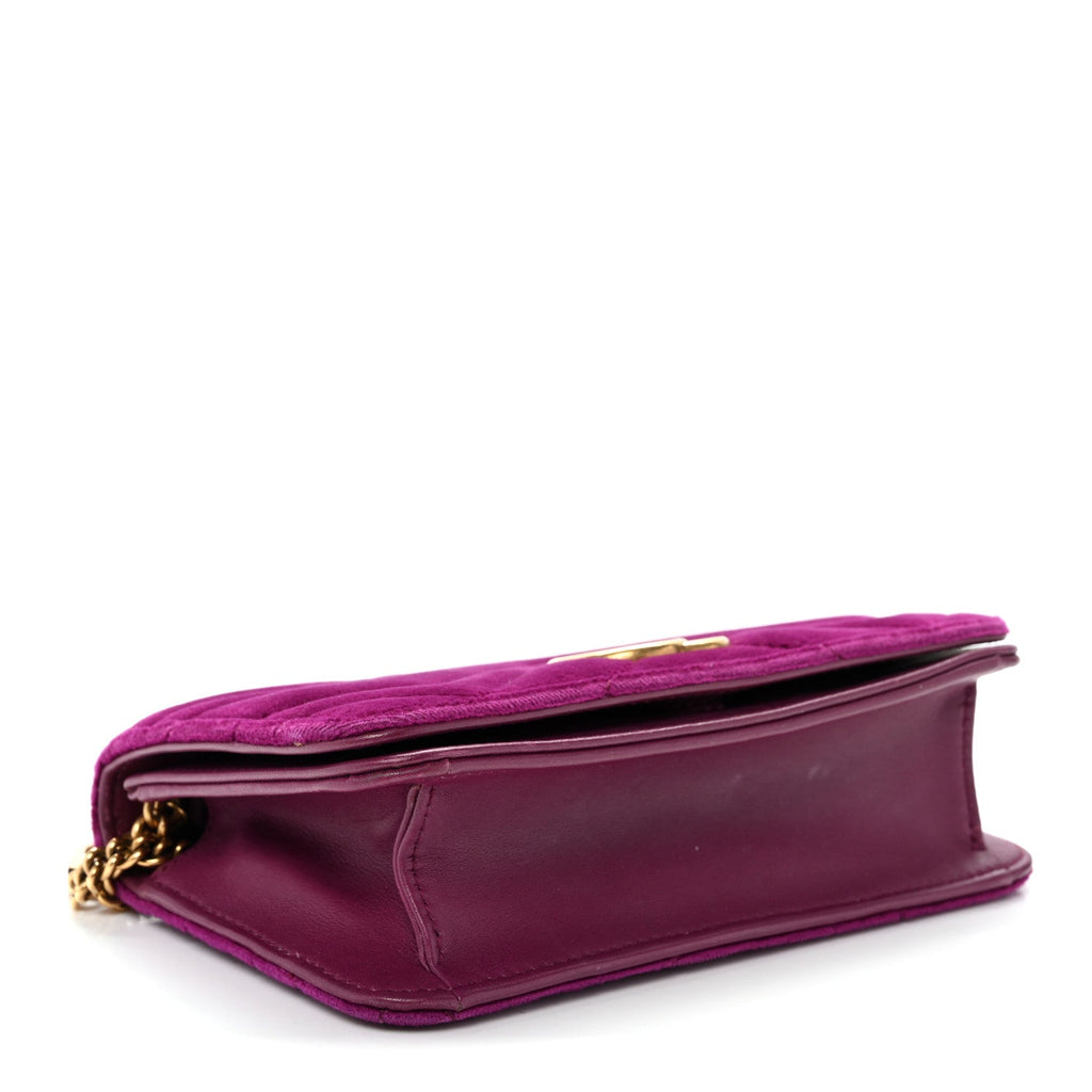 Velvet Matelasse GG Marmont Mini Bag Fuchsia Violet Cyclamen