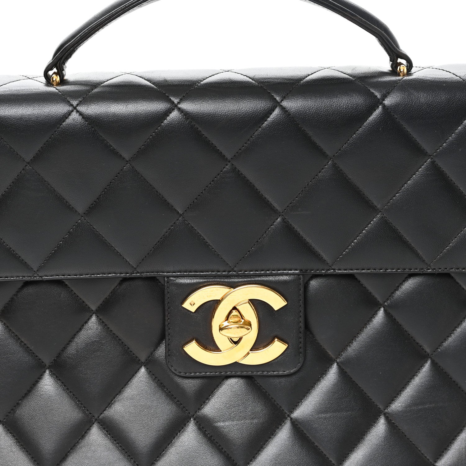 Lambskin Quilted Briefcase Laptop Bag Black