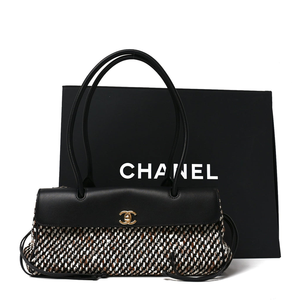 Tweed Calfskin Urban Essentials Small Shopping Bag Black Multicolor