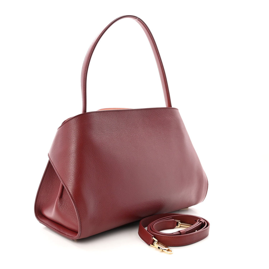 Calfskin Medium Hug Soft Bicolor Shoulder Bag  College Red Pink