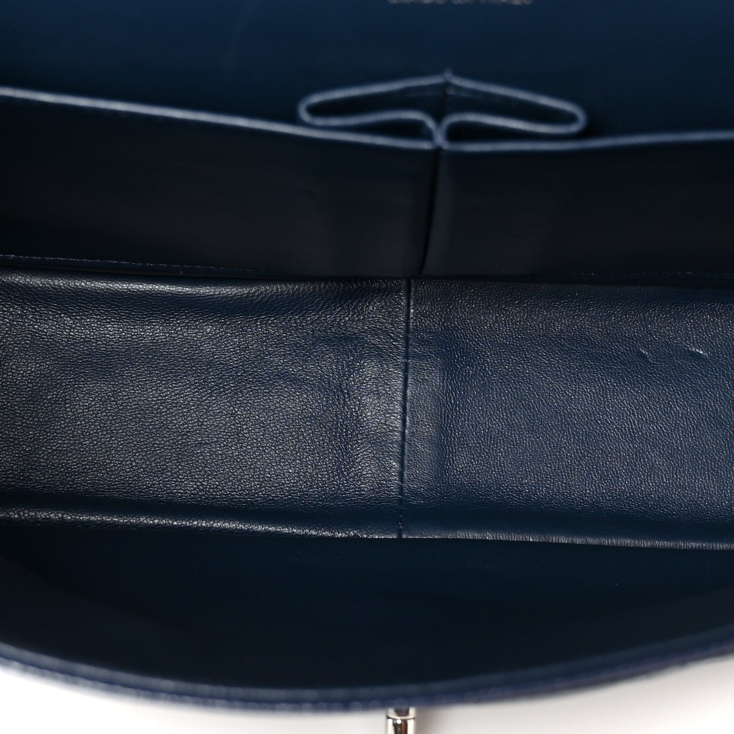 Caviar Quilted Jumbo Double Flap Navy Blue