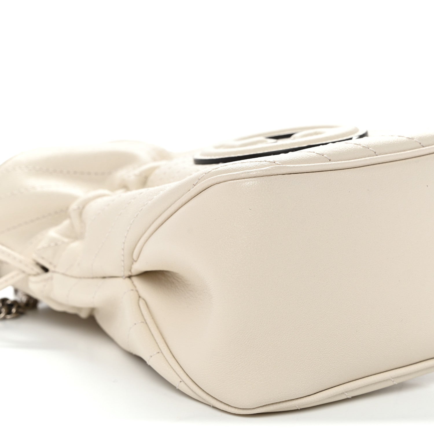Sakai Be Green Calfskin Diagonal Stitched Mini Blondie Bucket Bag Mystic White