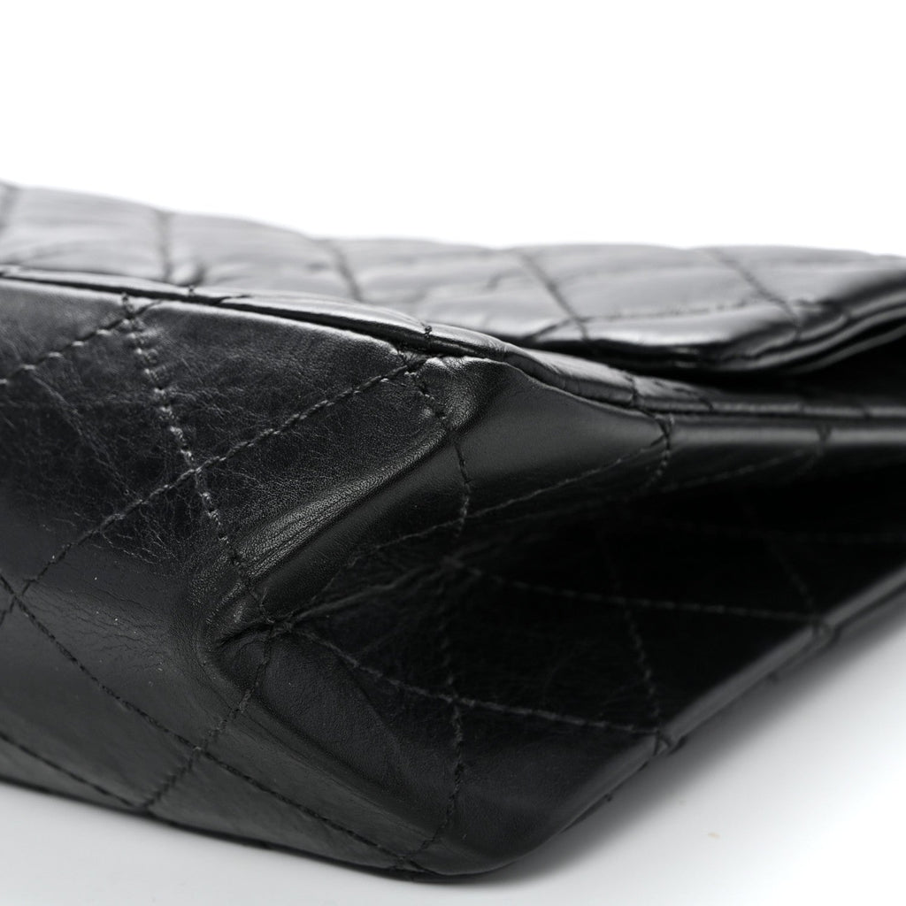 Aged Calfskin Quilted 2.55 Reissue 227 Flap Black