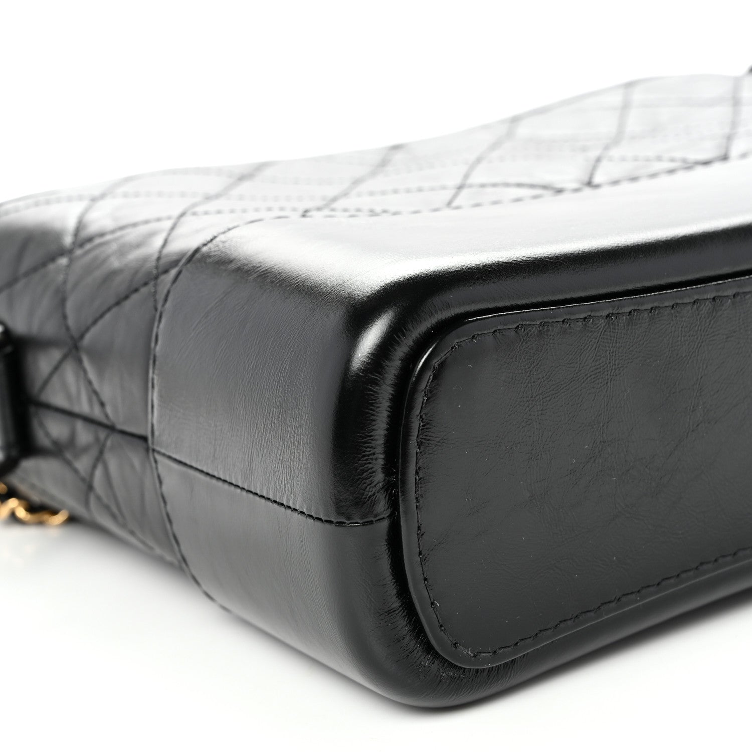 Aged Smooth Calfskin Quilted Medium Gabrielle Logo Hobo Black