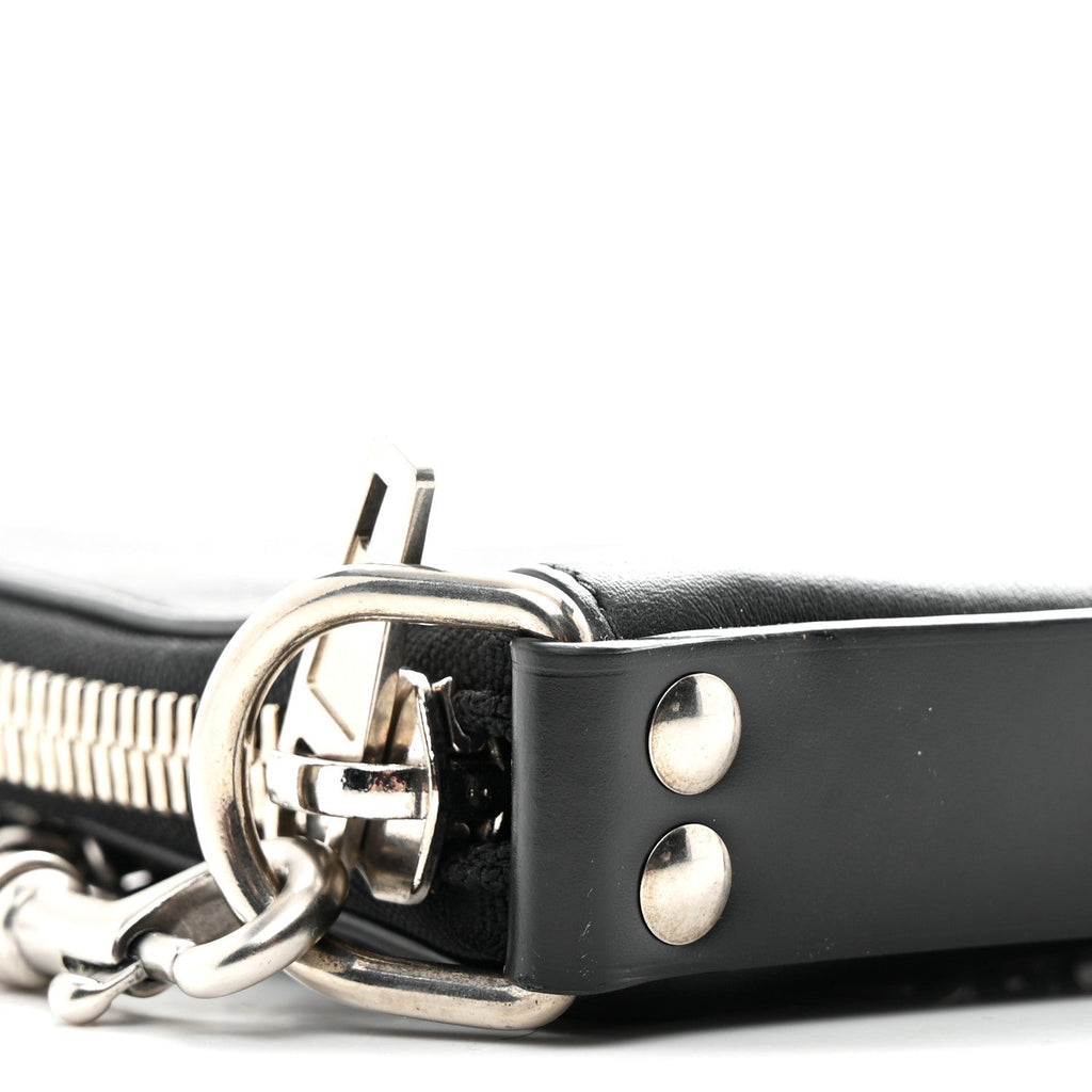 Calfskin Chain Cuff Wristlet Wallet Black