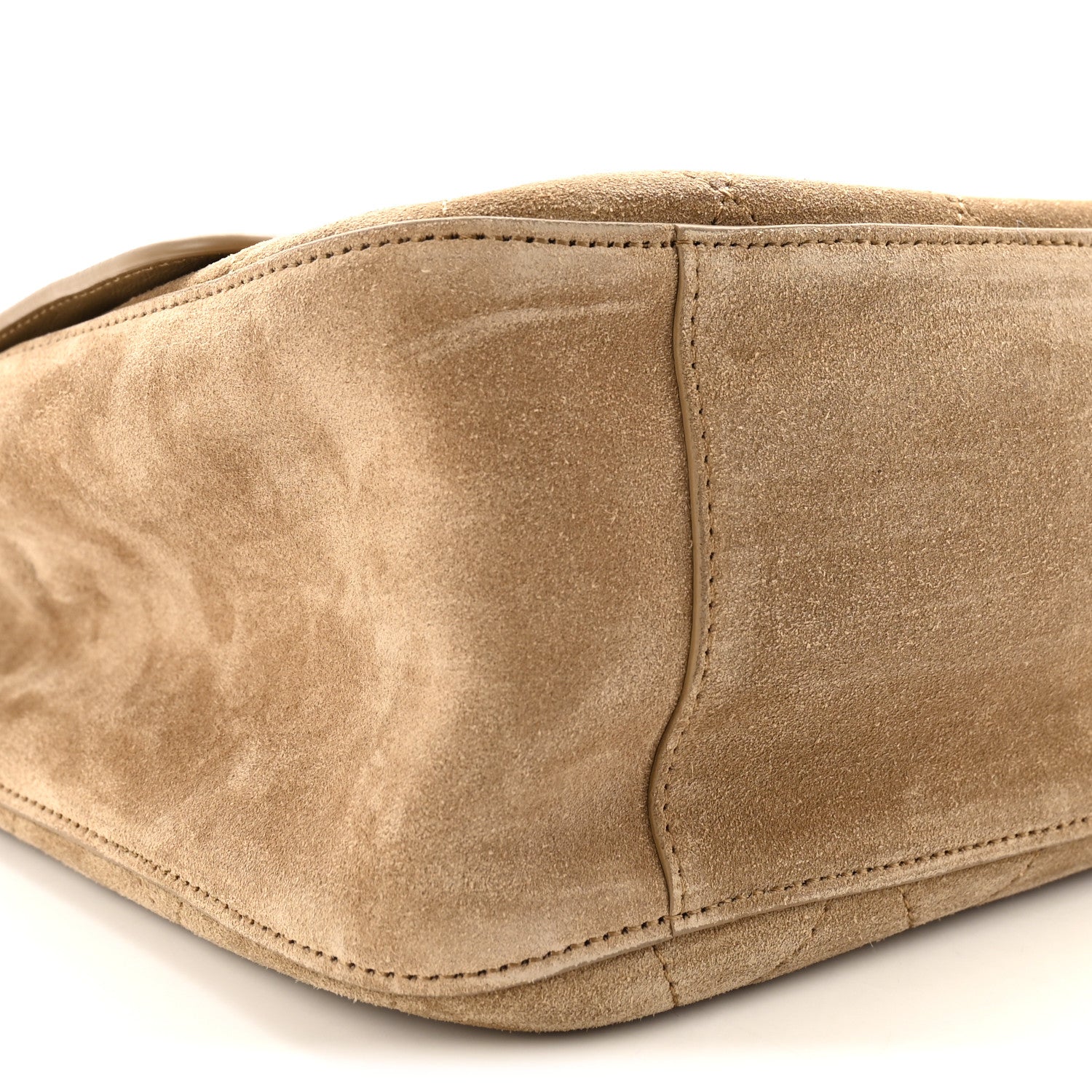 Suede Calfskin Small Souplissimo Maxi Flap Dark Beige