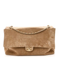 Suede Calfskin Souplissimo Maxi Flap Dark Beige