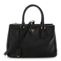 Saffiano Lux Small Galleria Double Zip Tote Black