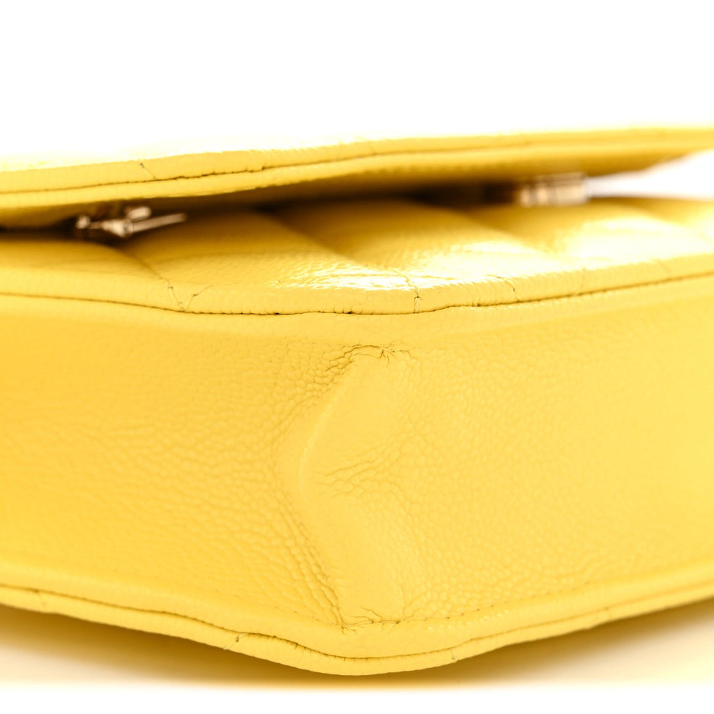 Caviar Quilted Wallet on Chain WOC Yellow