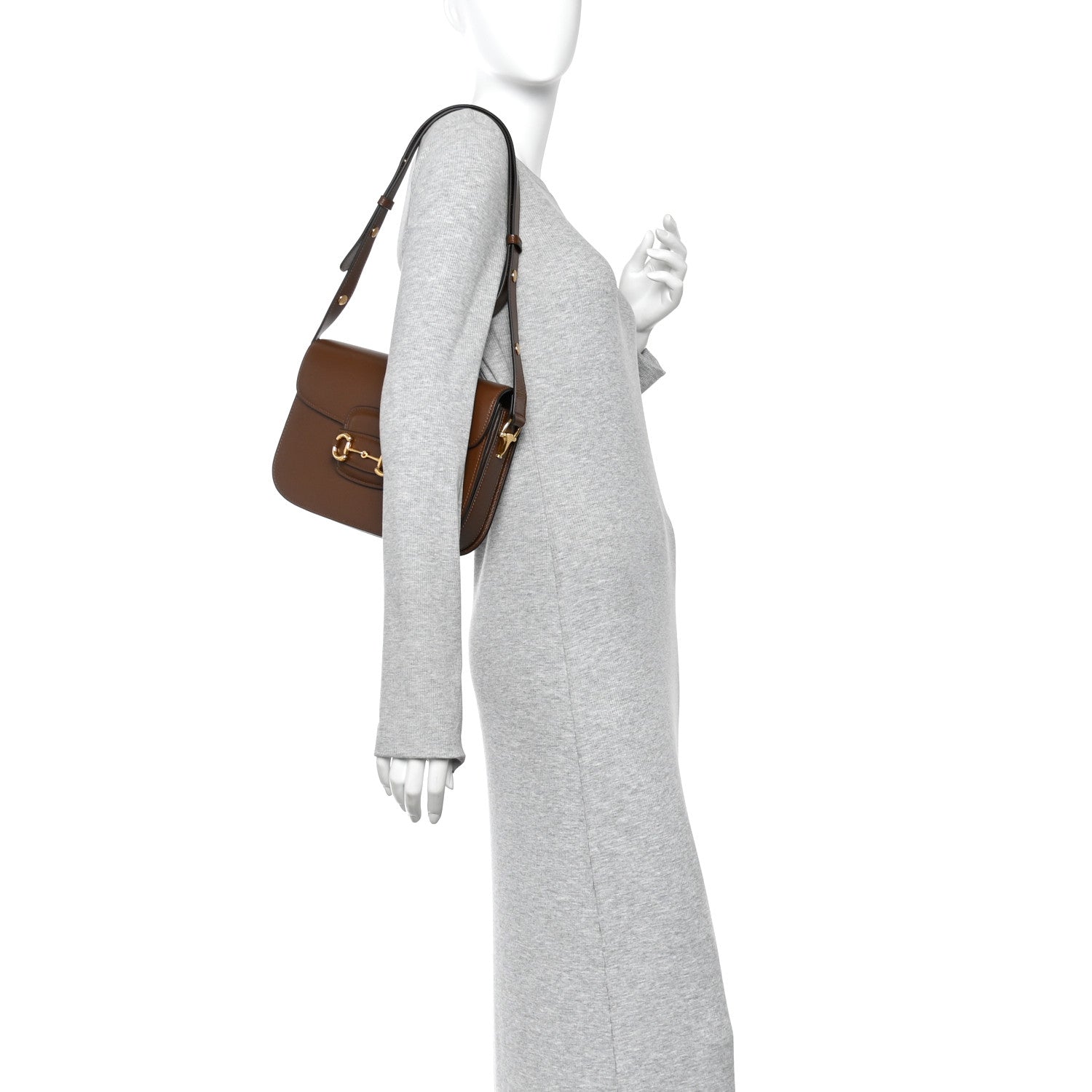 Azalea Calfskin Horsebit 1955 Shoulder Bag Brown Sugar