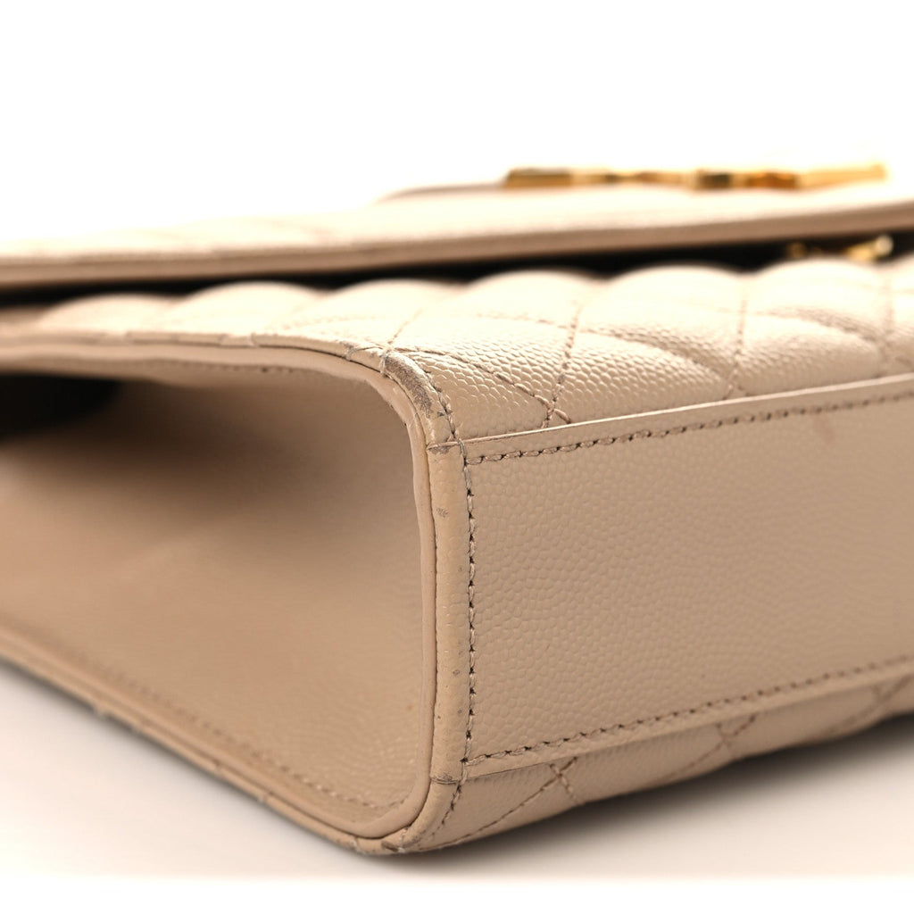 Grain De Poudre Textured Mixed Matelasse Triquilt Small Monogram Satchel Dark Beige