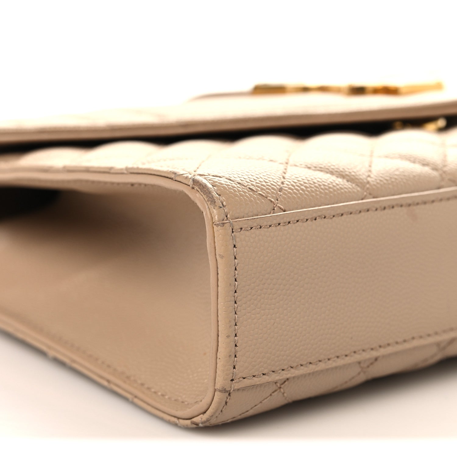Grain De Poudre Textured Mixed Matelasse Triquilt Small Monogram Satchel Dark Beige