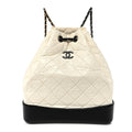 Aged Calfskin Quilted Gabrielle Backpack Black White