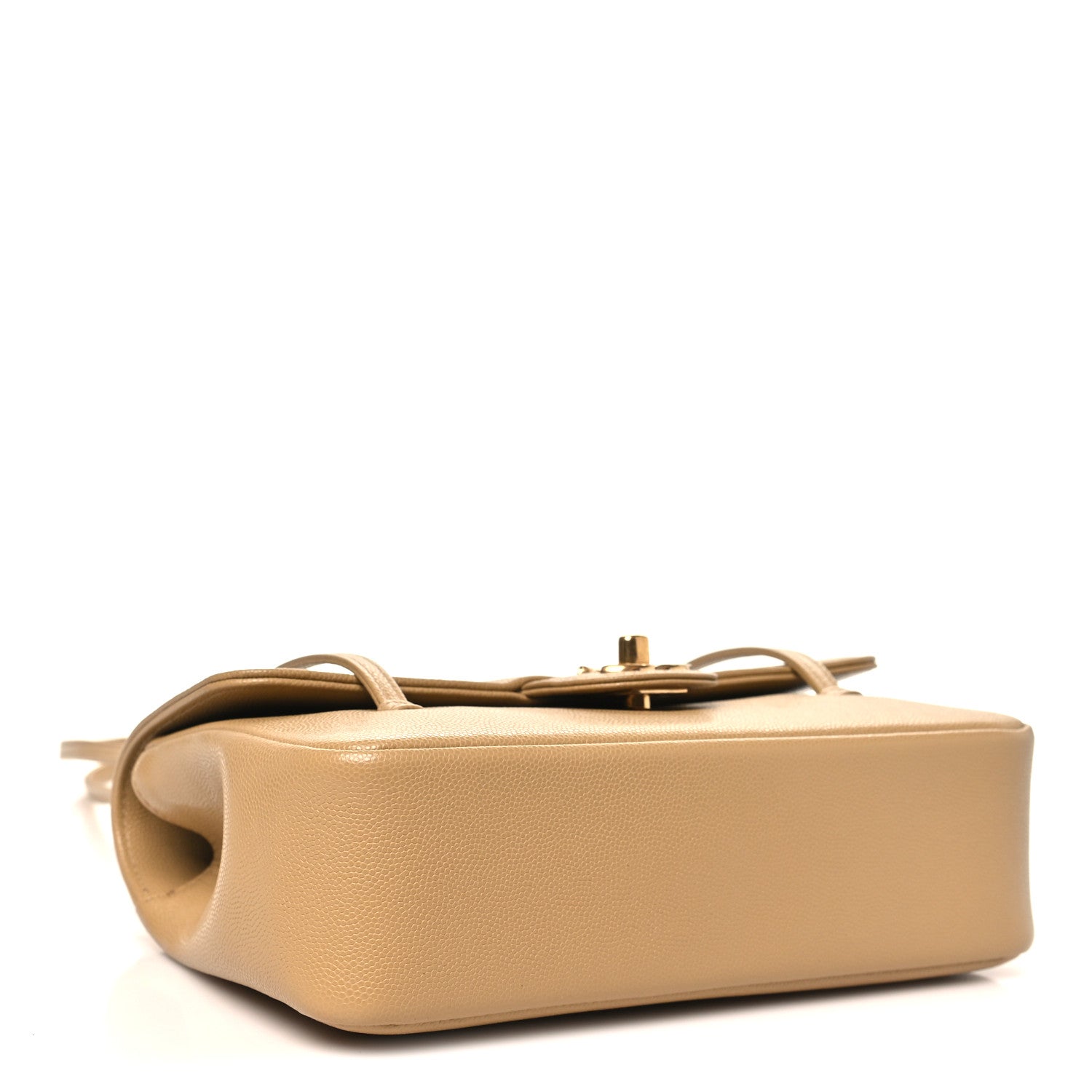 Shiny Caviar Preppy Coco Small Flap Beige