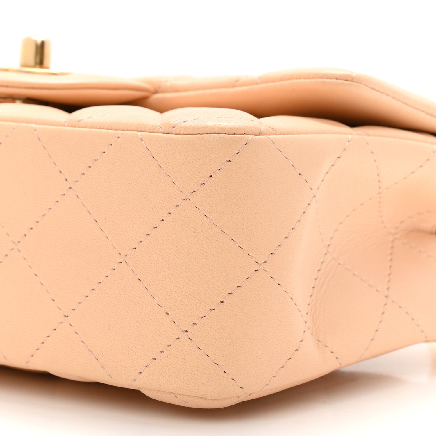 Lambskin Quilted Mini Rectangular Flap Beige