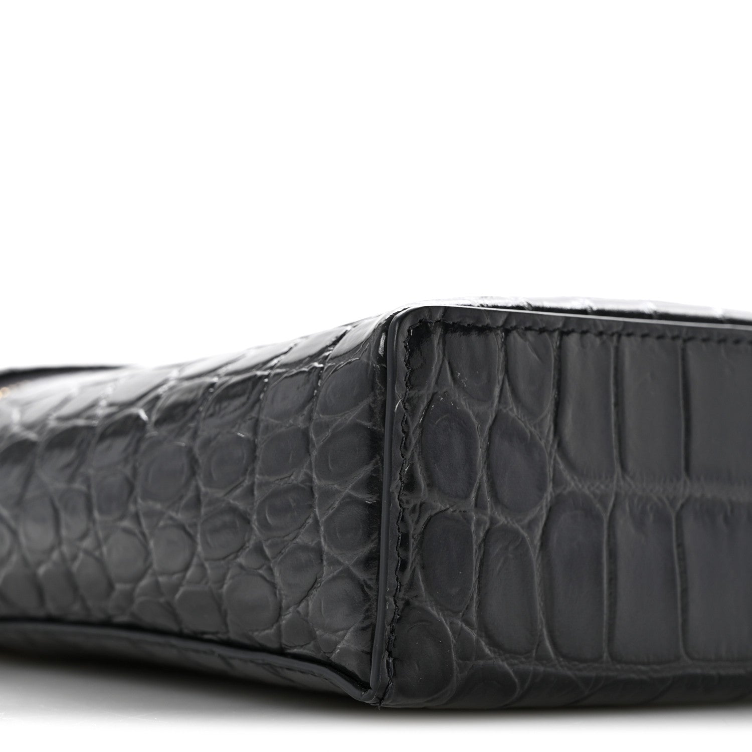Calfskin Crocodile Embossed Top Handle Vanity Case With Chain Blurgundy Grey