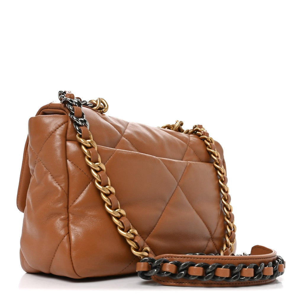 Lambskin Quilted Medium Chanel 19 Flap Brown