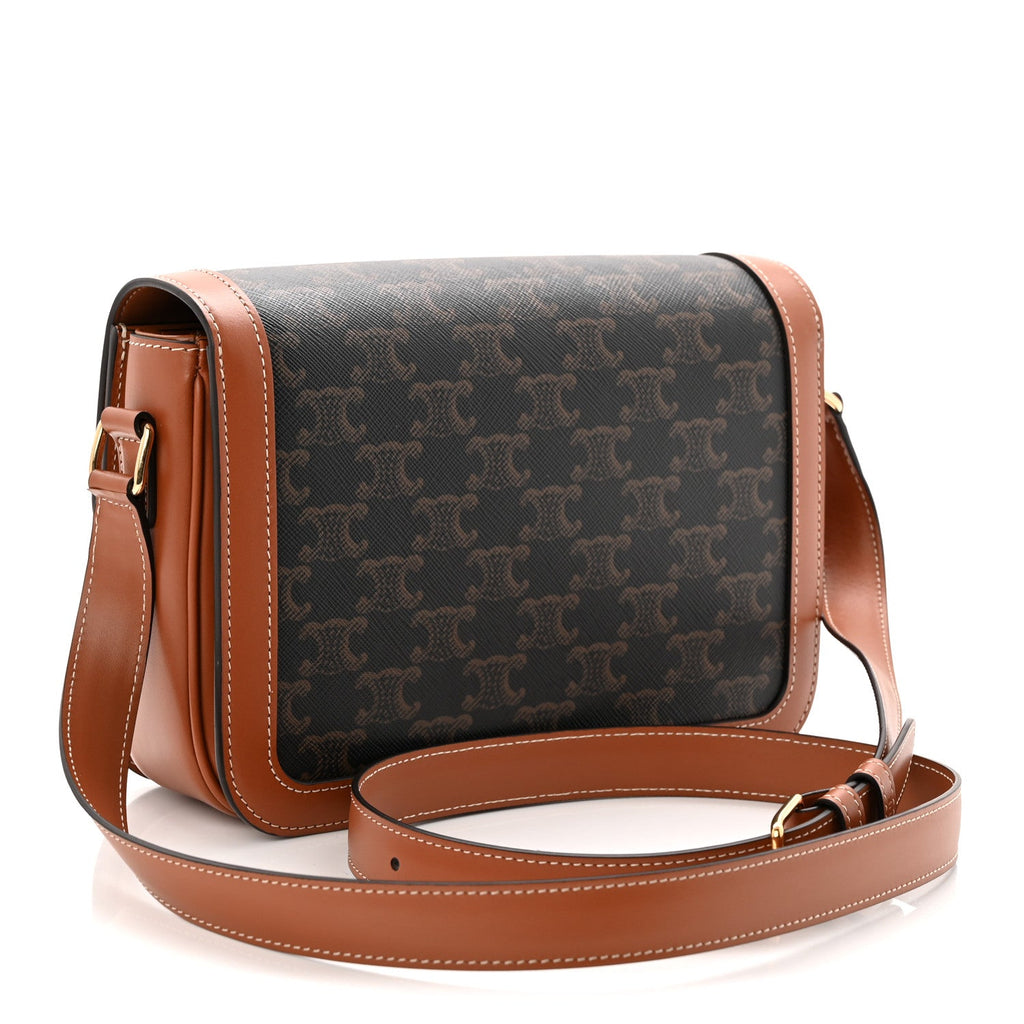 Triomphe Canvas Calfskin Medium Triomphe Bag Tan