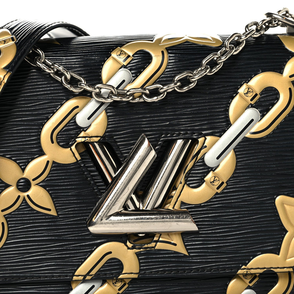 Epi Chain Flower Twist Shoulder Bag MM Black