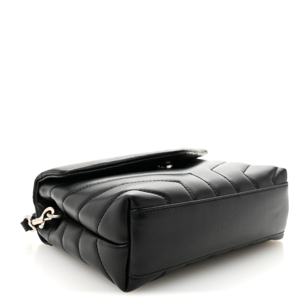 Calfskin Y Quilted Monogram Toy Loulou Crossbody Bag Black