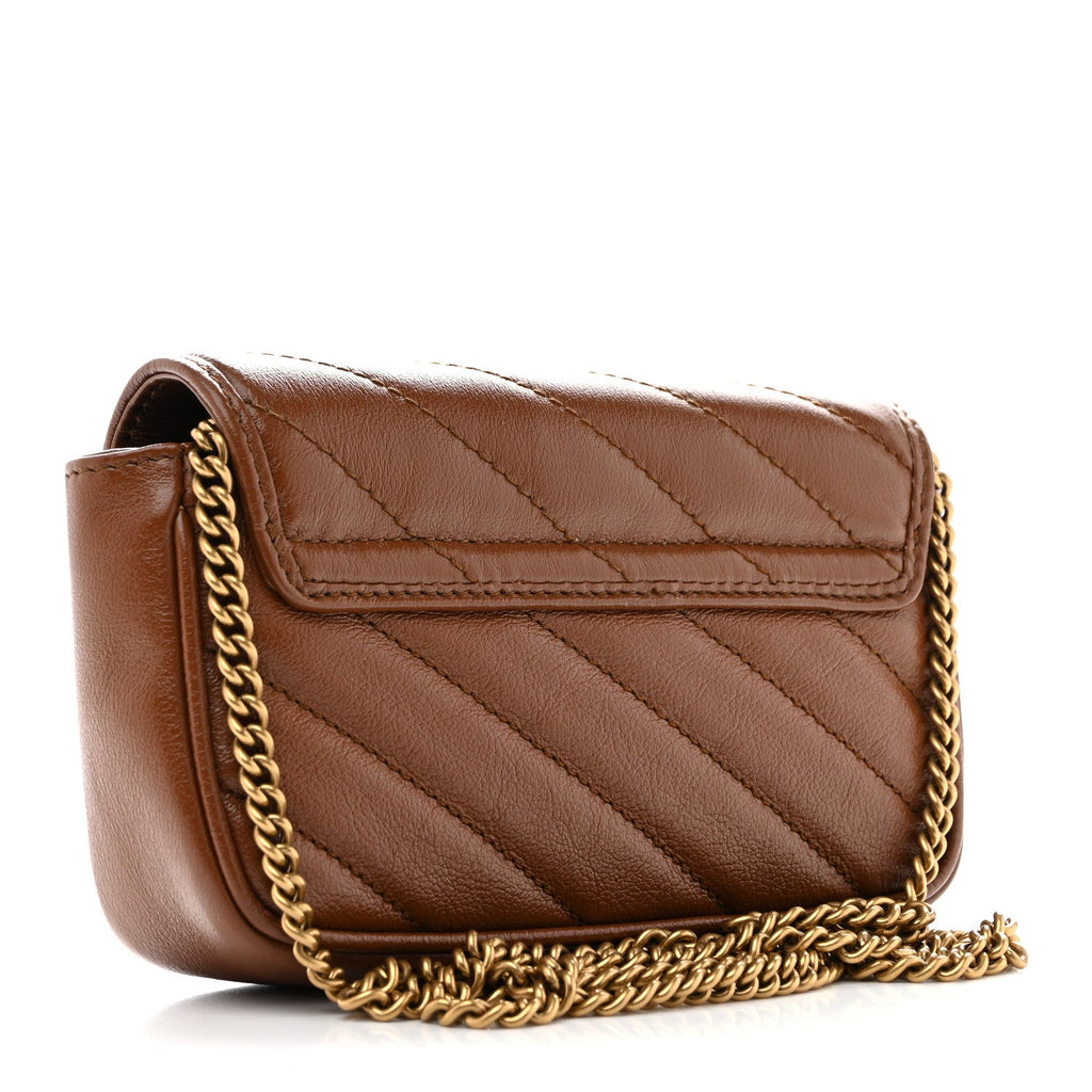 Azalea Calfskin Matelasse Diagonal Super Mini GG Marmont Shoulder Bag Cuir