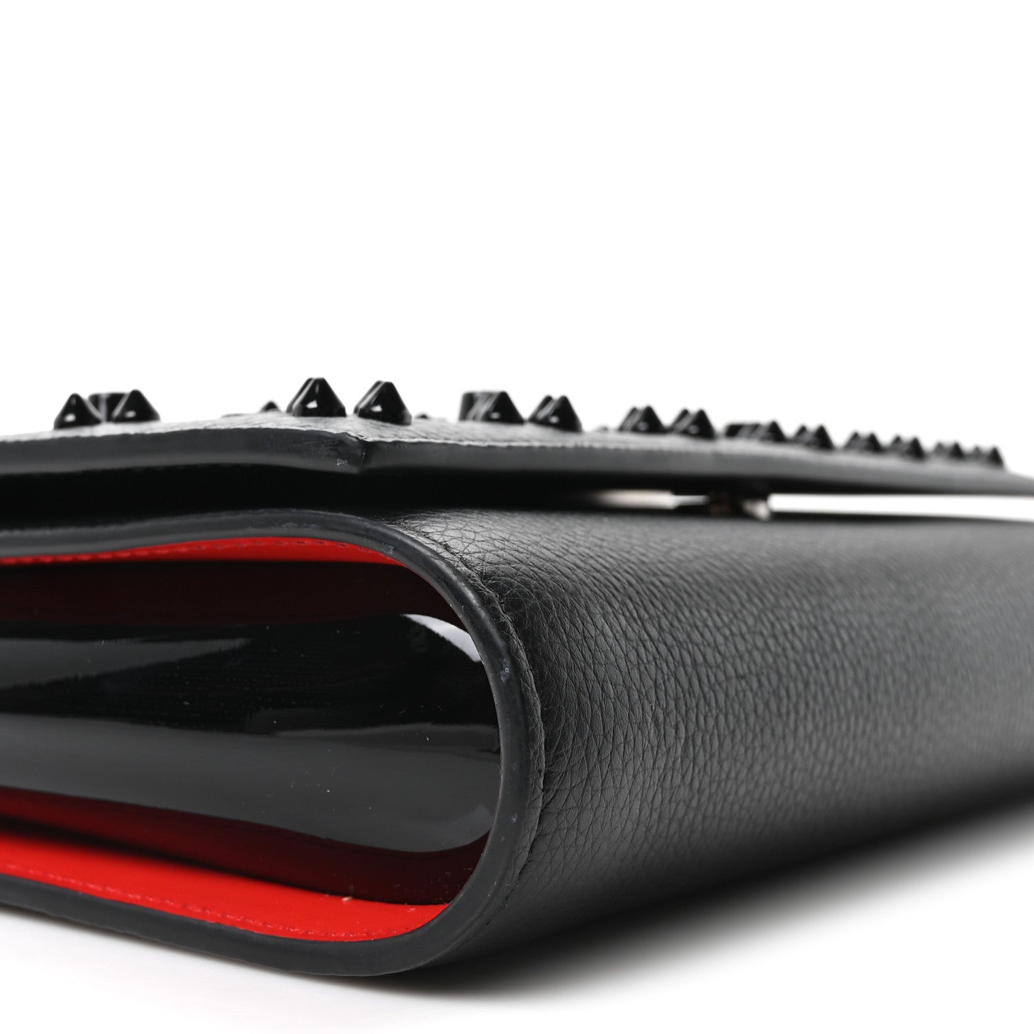 Calfskin Spikes Loubinthesky Paloma Clutch Black