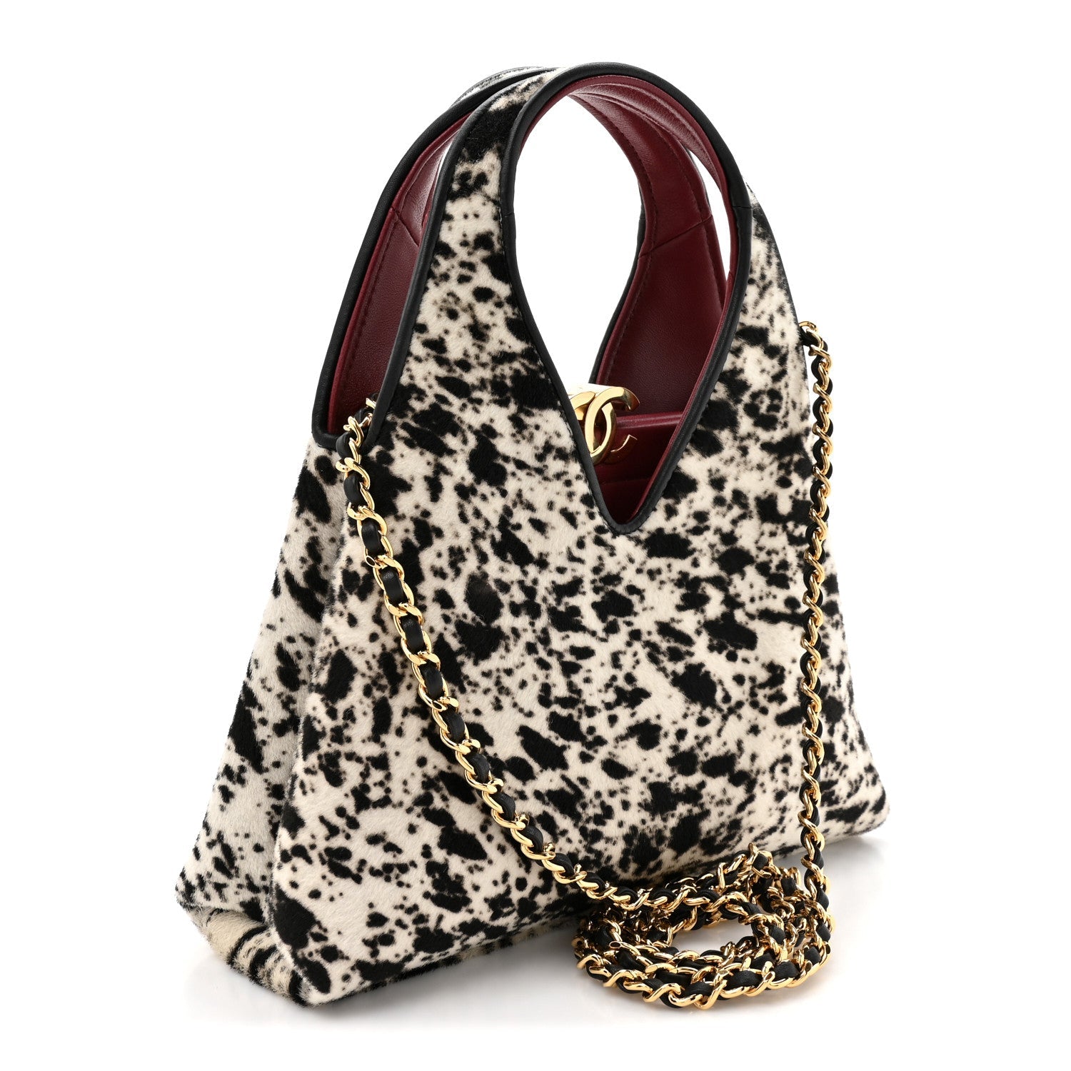 Pony Hair Printed Chic Lady Small Shopping Tote Black White
