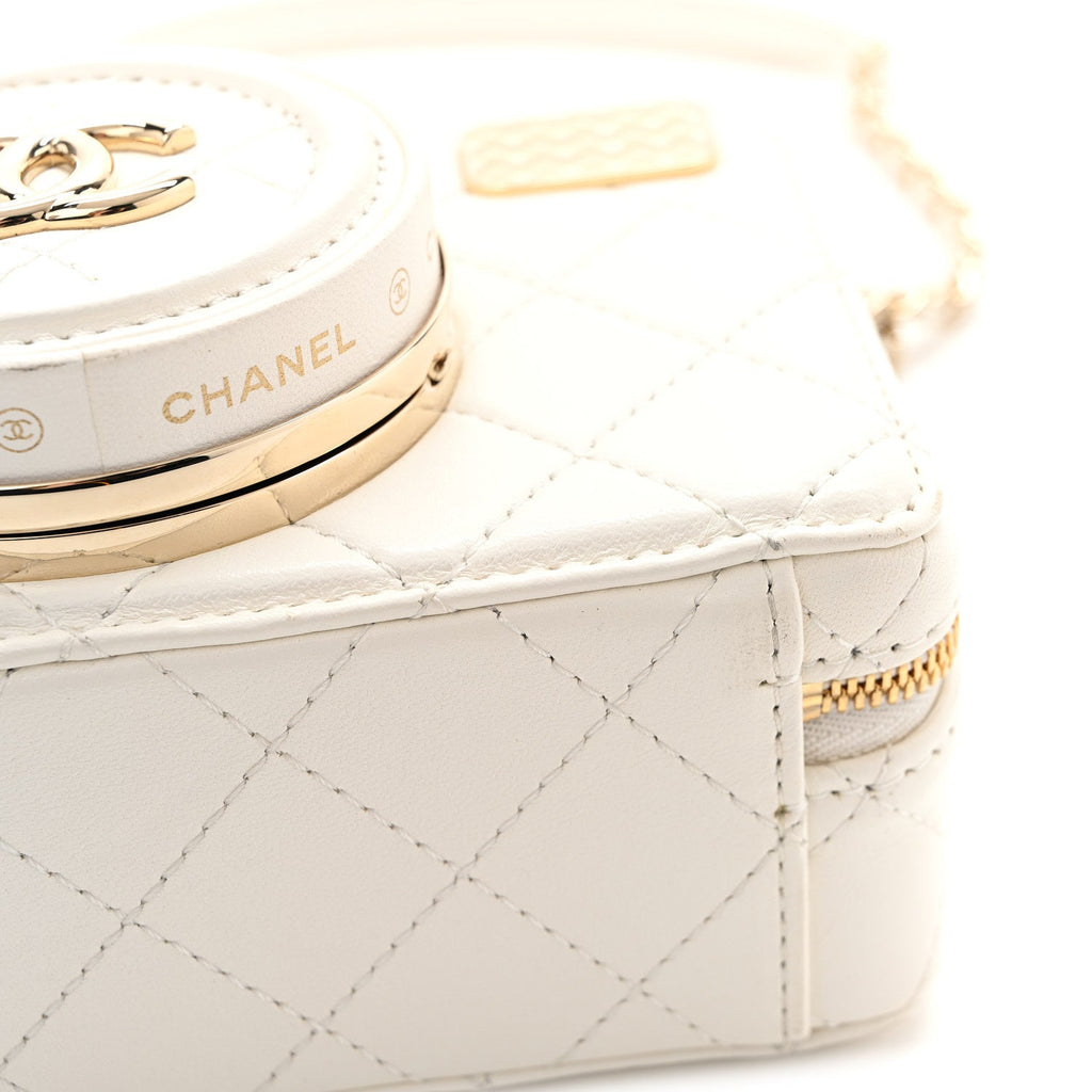 Lambskin Quilted Coco Click Bag White