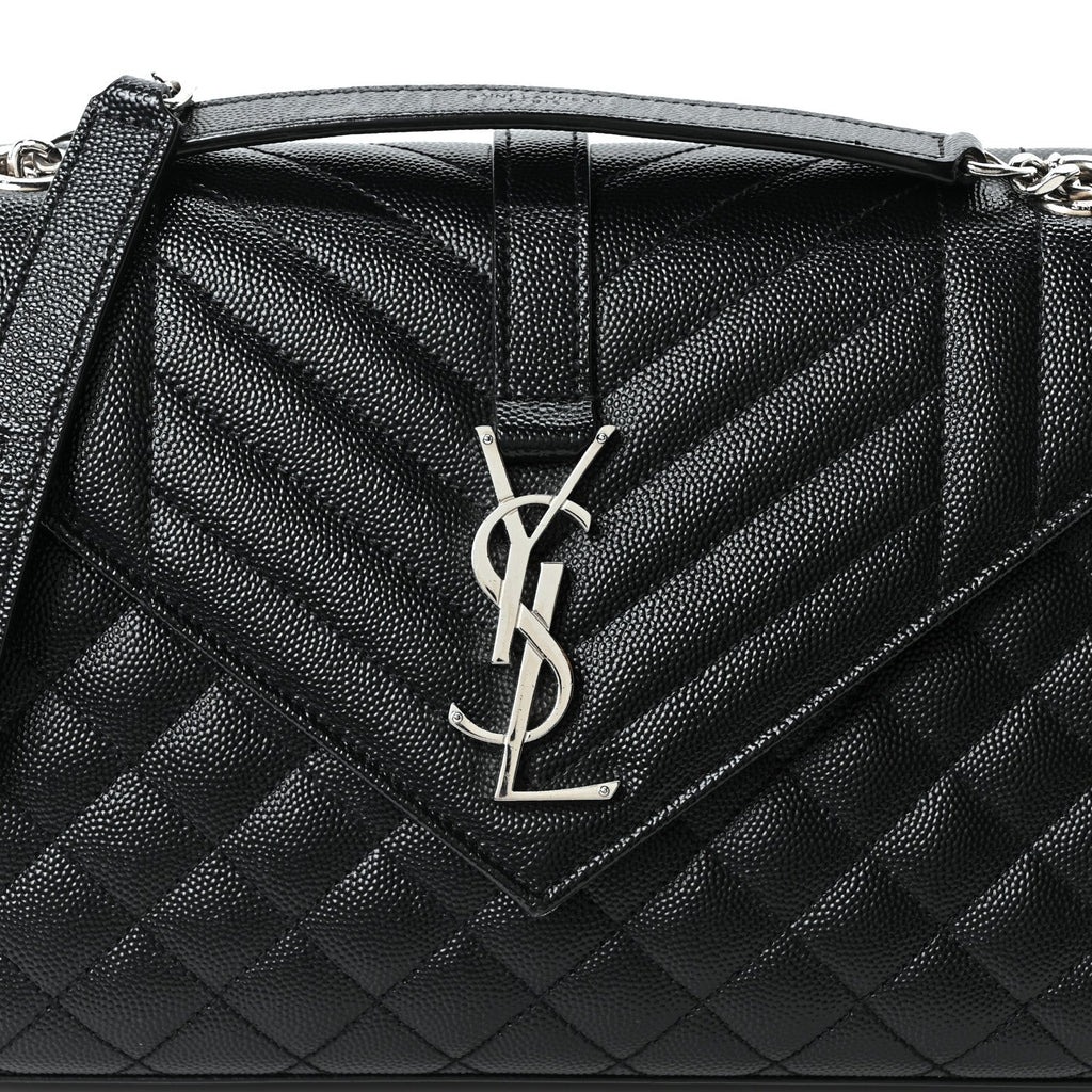 Grain De Poudre Textured Mixed Matelasse Triquilt Medium Monogram Satchel Black