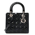Patent Cannage Medium Lady Dior Navy Blue
