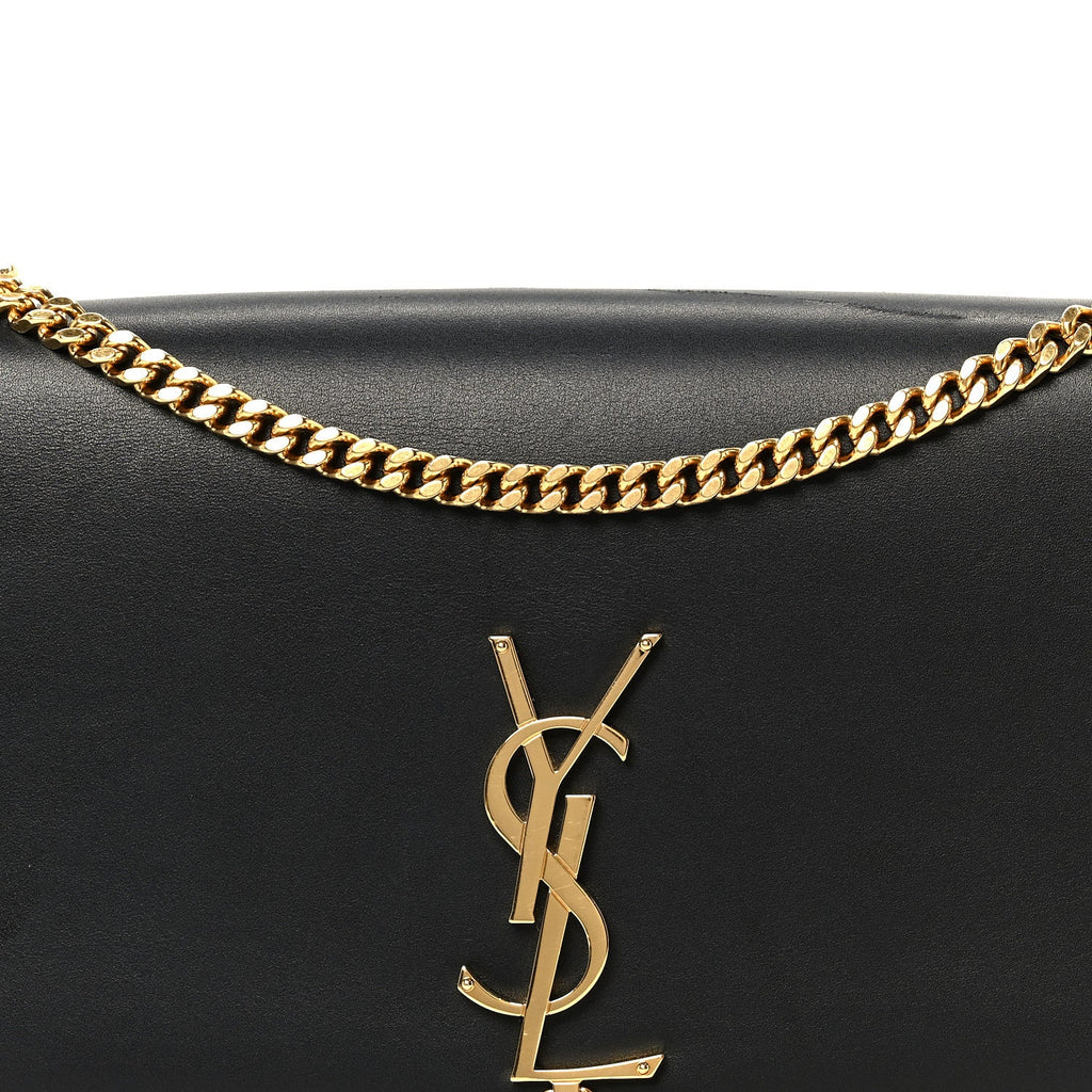 Smooth Calfskin Medium Classic Monogram Kate Tassel Satchel Black