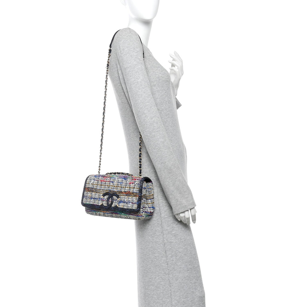 Tweed Snakeskin Quilted Medium CC Filigree Flap Multicolor