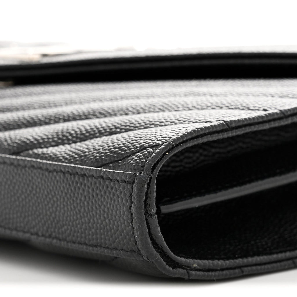 Grain De Poudre Matelasse Chevron Monogram Chain Wallet Black