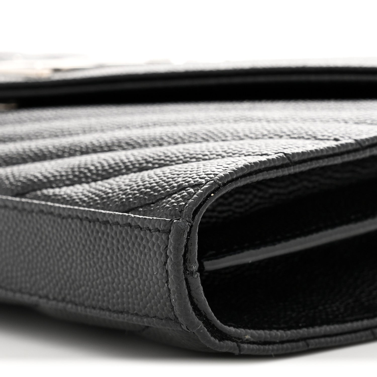 Grain De Poudre Matelasse Chevron Monogram Chain Wallet Black