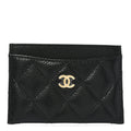 Caviar Quilted Card Holder Black