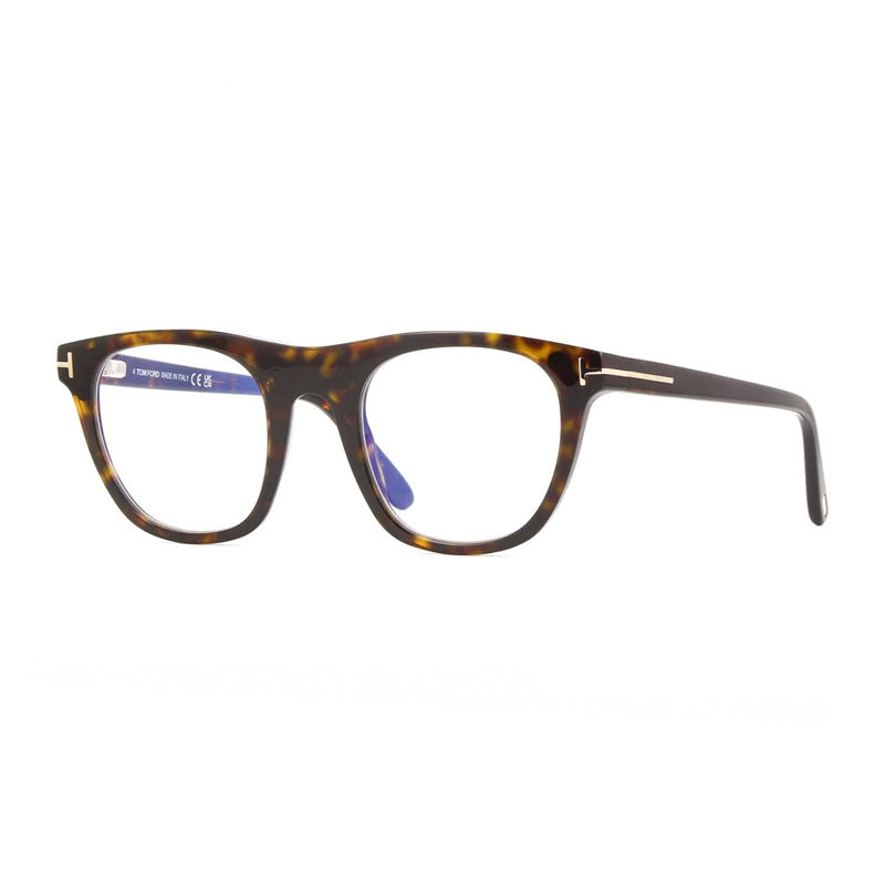 Tom Ford Eyeglasses Square Full Rim, Dark Havana Frame and Clear Blue Light Block with Magnetic Clip-On Lens FT5895-B052