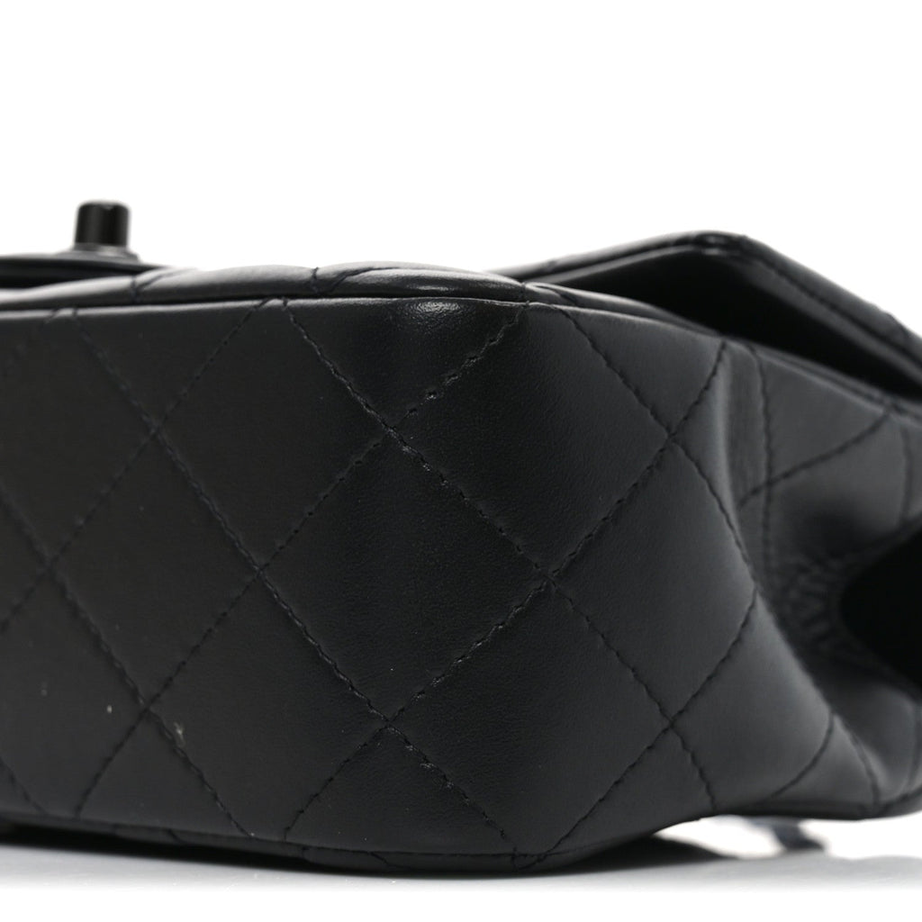 Lambskin Quilted Mini Top Handle Rectangular Flap So Black