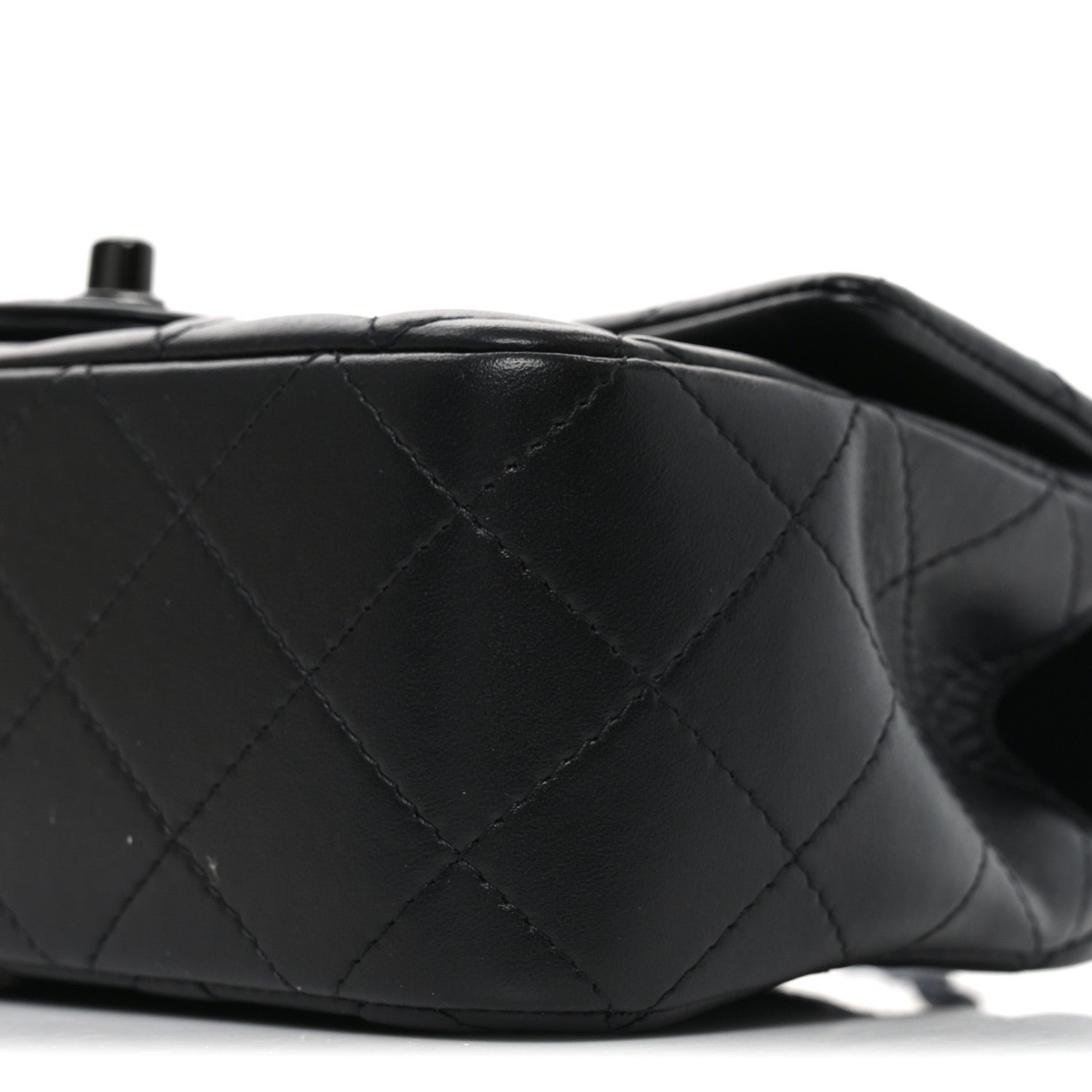Lambskin Quilted Mini Top Handle Rectangular Flap So Black