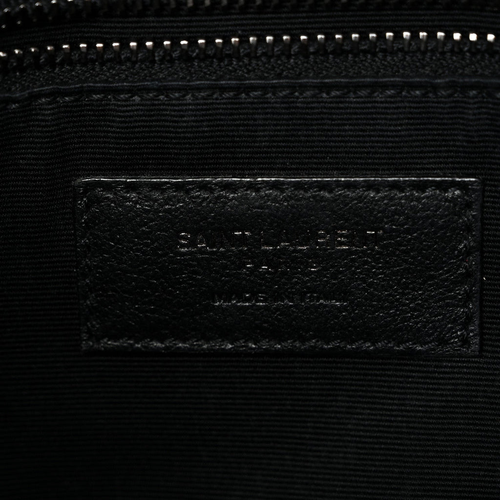 Crinkled Calfskin Matelasse Monogram Medium Niki Chain Satchel Black