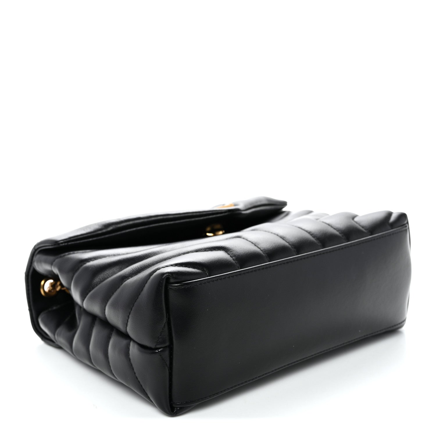 Calfskin Y Quilted Monogram Small Loulou Chain Satchel Black
