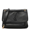 Lambskin Matelasse Monogram Baby Niki Chain Satchel Black