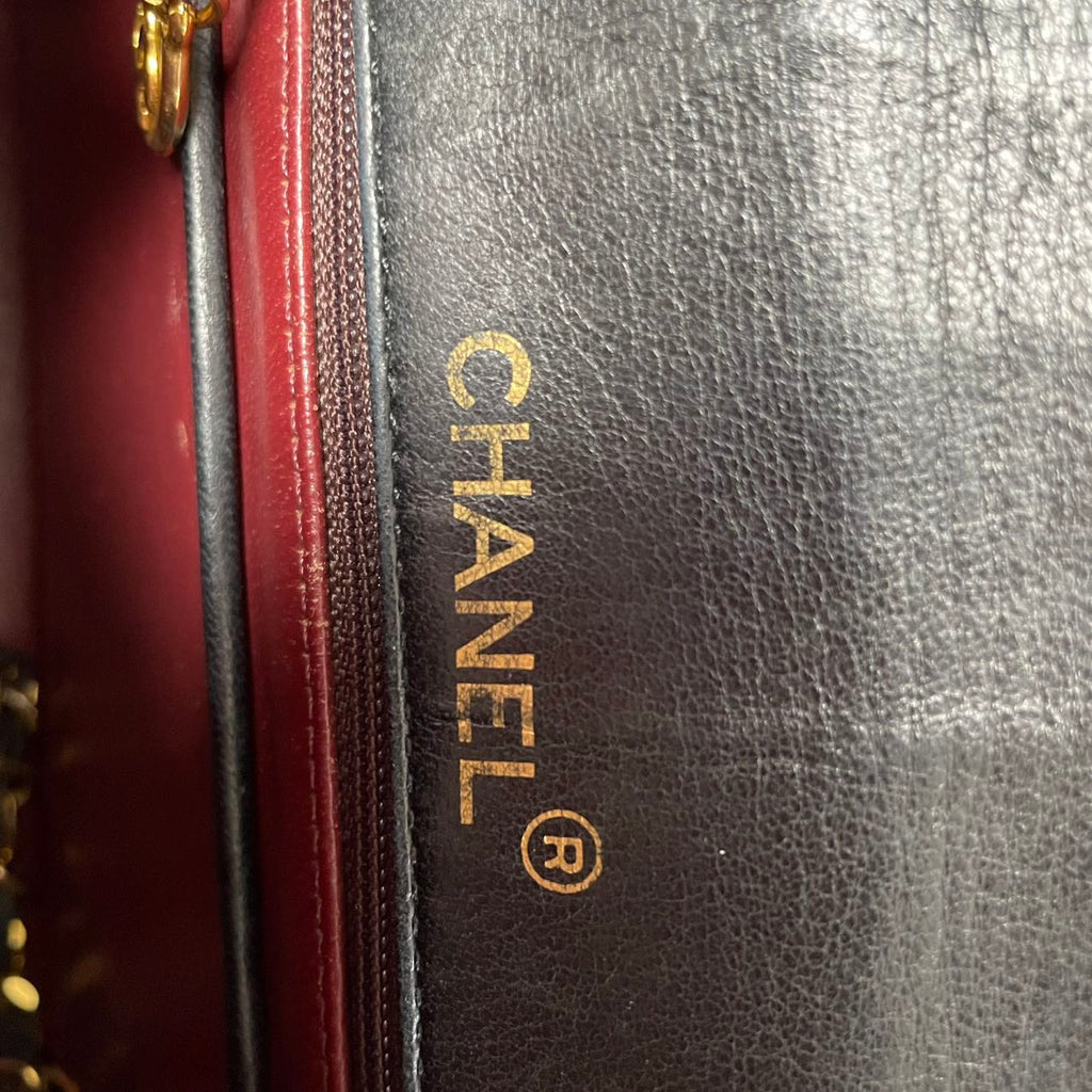 Chanel Vintage Mini Timeless Flap Black and Burgundy 1991