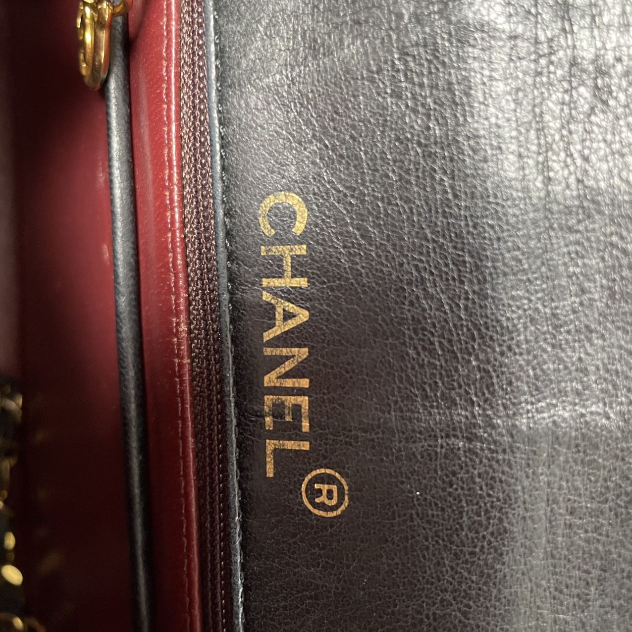 Chanel Vintage Mini Timeless Flap Black and Burgundy 1991