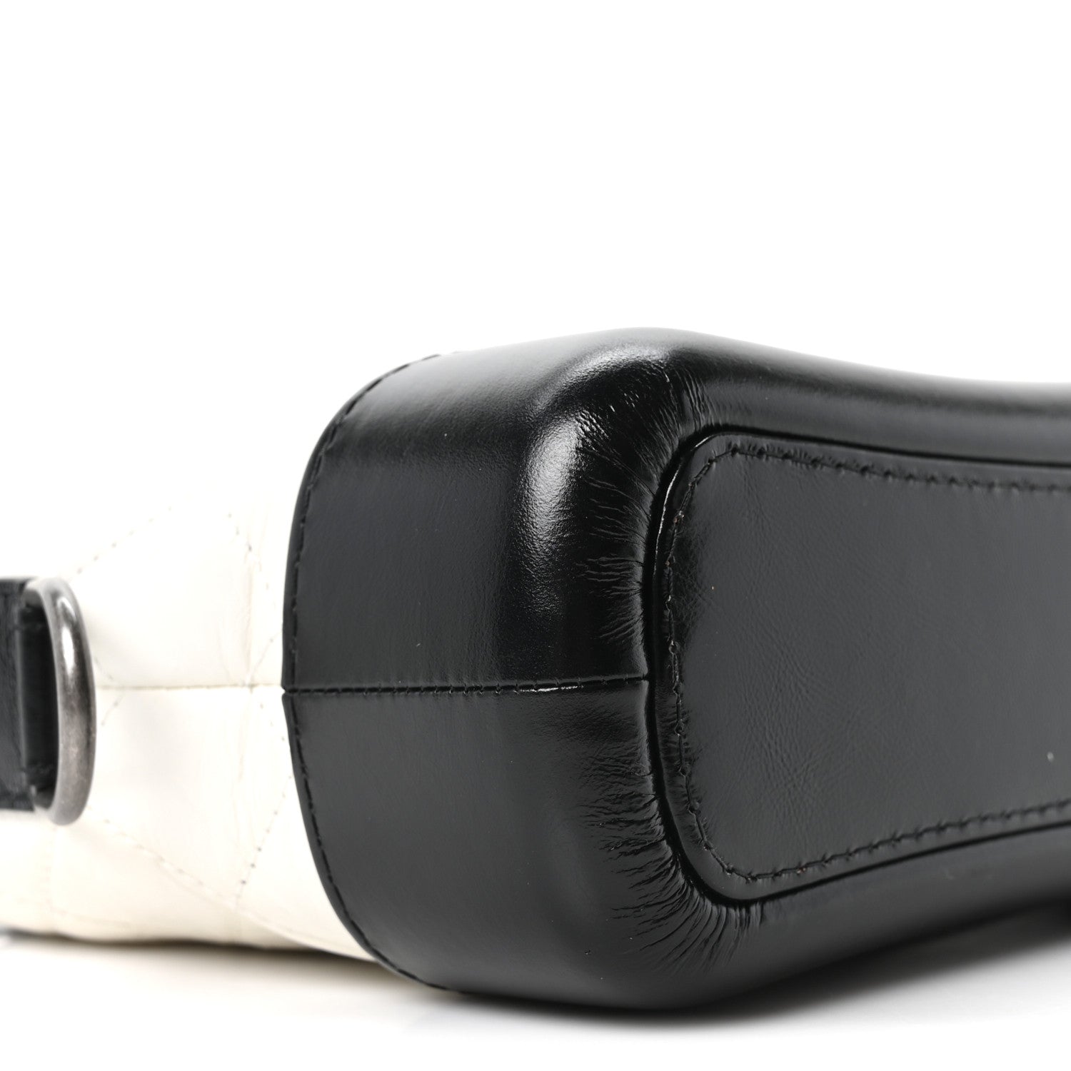 Aged Calfskin Quilted Small Gabrielle Hobo Black White